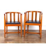 Gordon Russell (1892-1980) oak, pair of tub chairs, with drop-in seats, circa 1930s, unmarked,