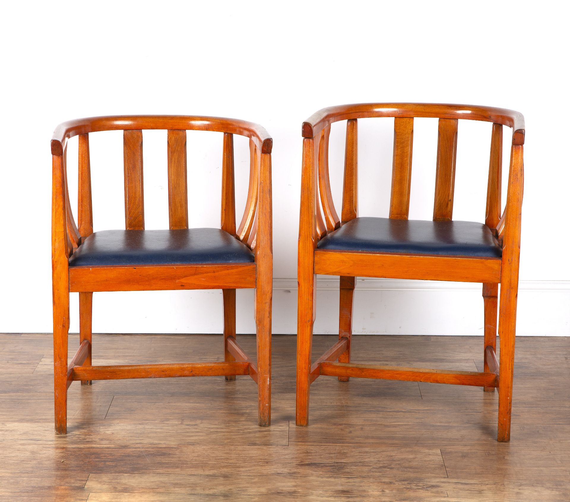 Gordon Russell (1892-1980) oak, pair of tub chairs, with drop-in seats, circa 1930s, unmarked,