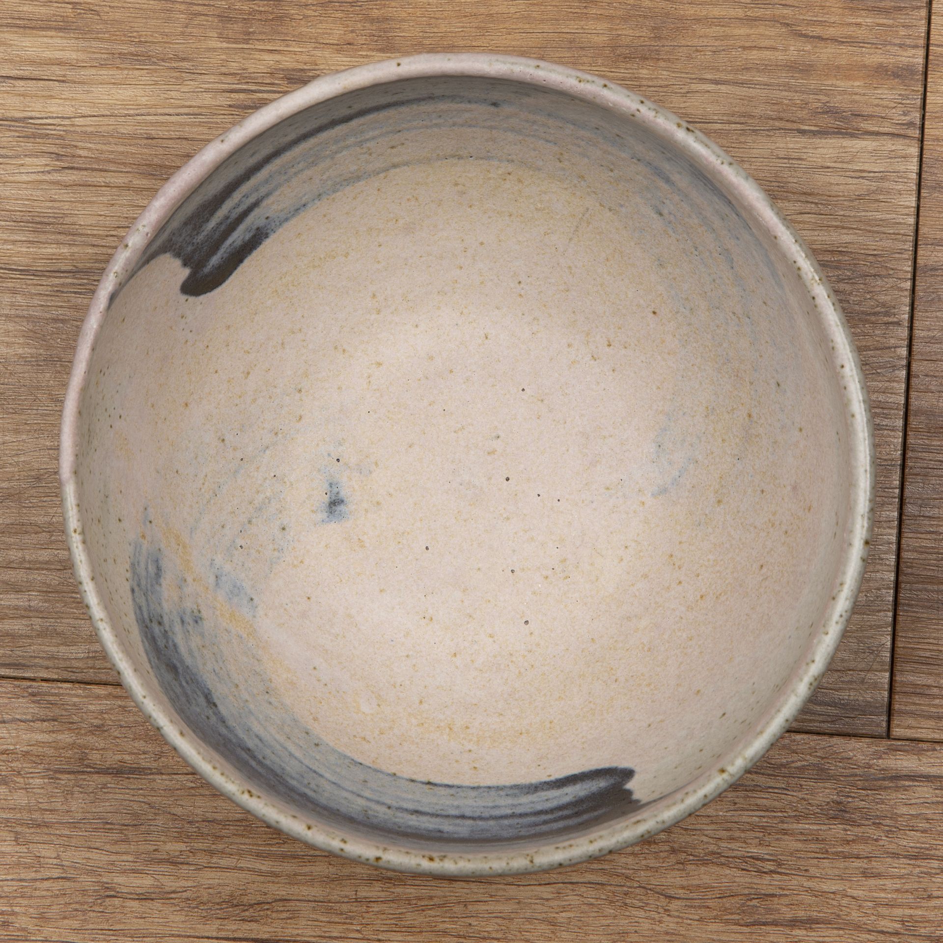 20th Century Japanese School studio pottery bowl, with glazed top decorated with blue brushed glaze, - Image 3 of 4