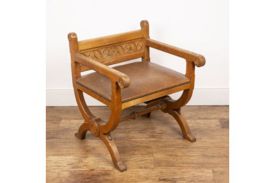 In the manner of Augustus Welby Pugin (1812-1852) Glastonbury style chair, with gothic style - Image 2 of 6