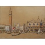 Marie Anne Ichanson (b.1889) 'View of Venice', watercolour and pencil sketch, signed lower right,