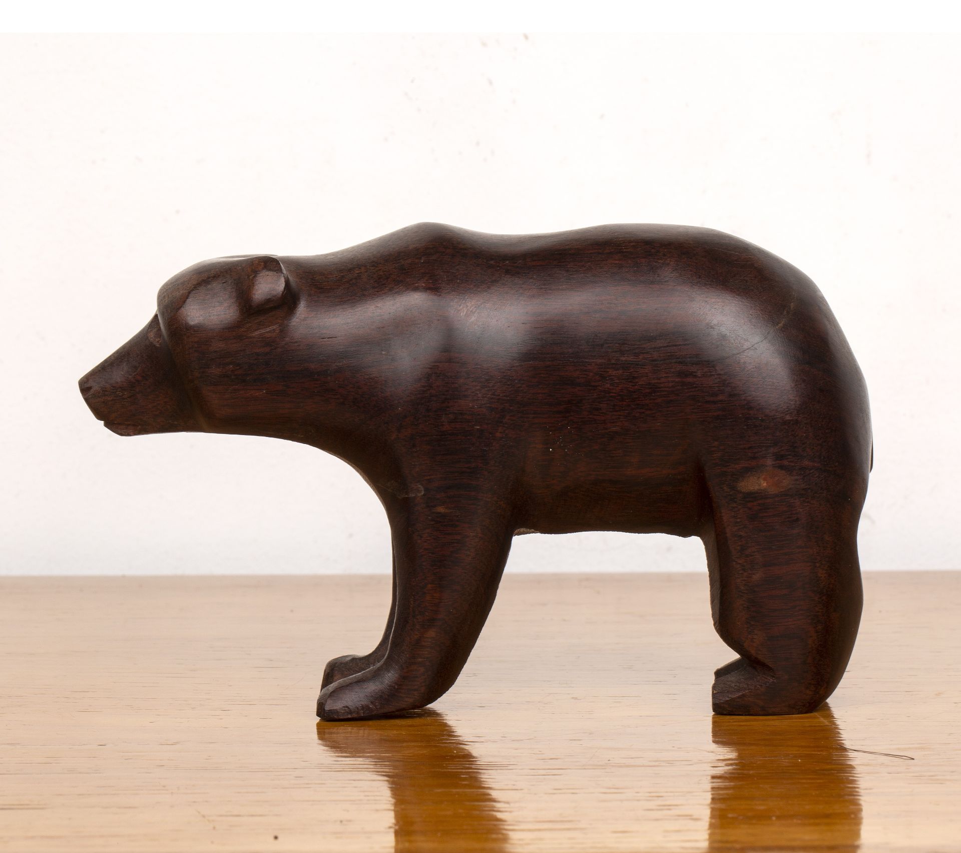 Treen wooden bear with carved details, unsigned, 17cm wide x 11cm high Overall signs of display