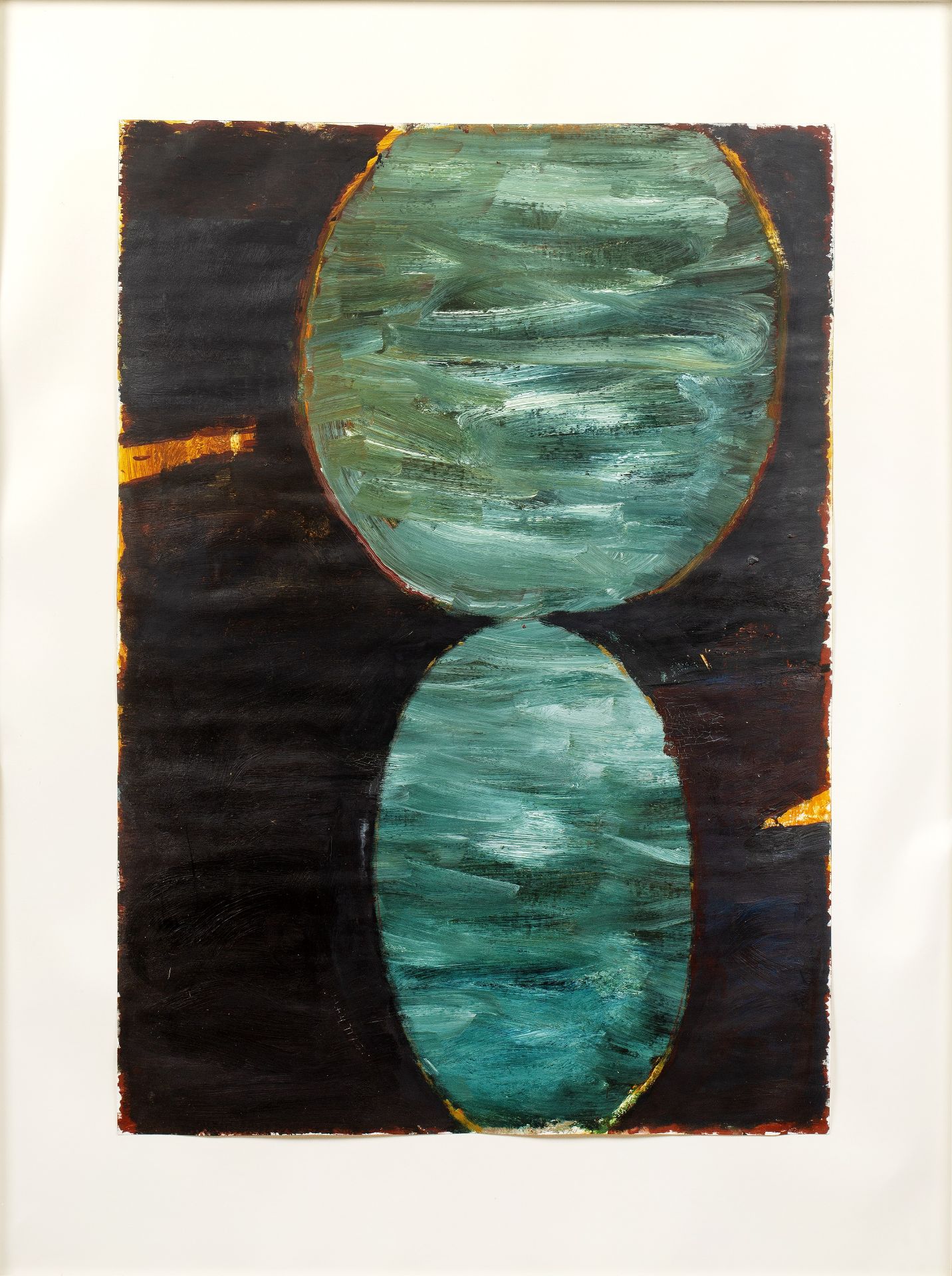 20th/21st Century School 'Untitled: Turquoise Circle and Oval', acrylic on paper, unsigned, 80cm x