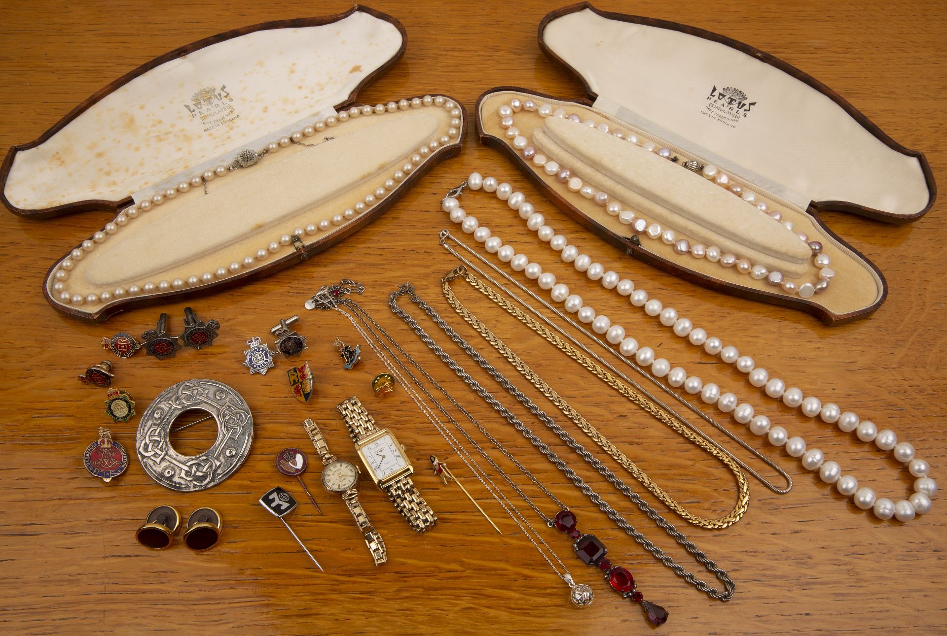 Group of costume jewellery and watches to include: simulated pearl necklaces, a vintage 9ct gold - Image 2 of 2