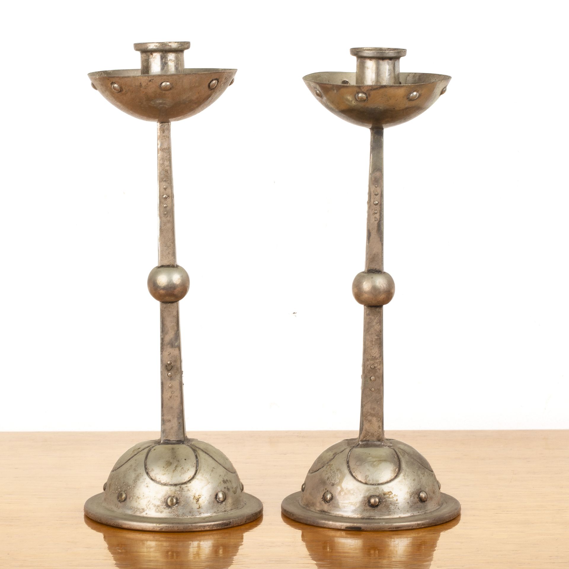 WMF (Würtemburgische Machin Fabrik) Pair of silver plated candlesticks in the secessionist style, - Bild 2 aus 16