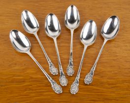 Set of six silver spoons possibly 18th Century, with cast finials, the reverse of each finial has an