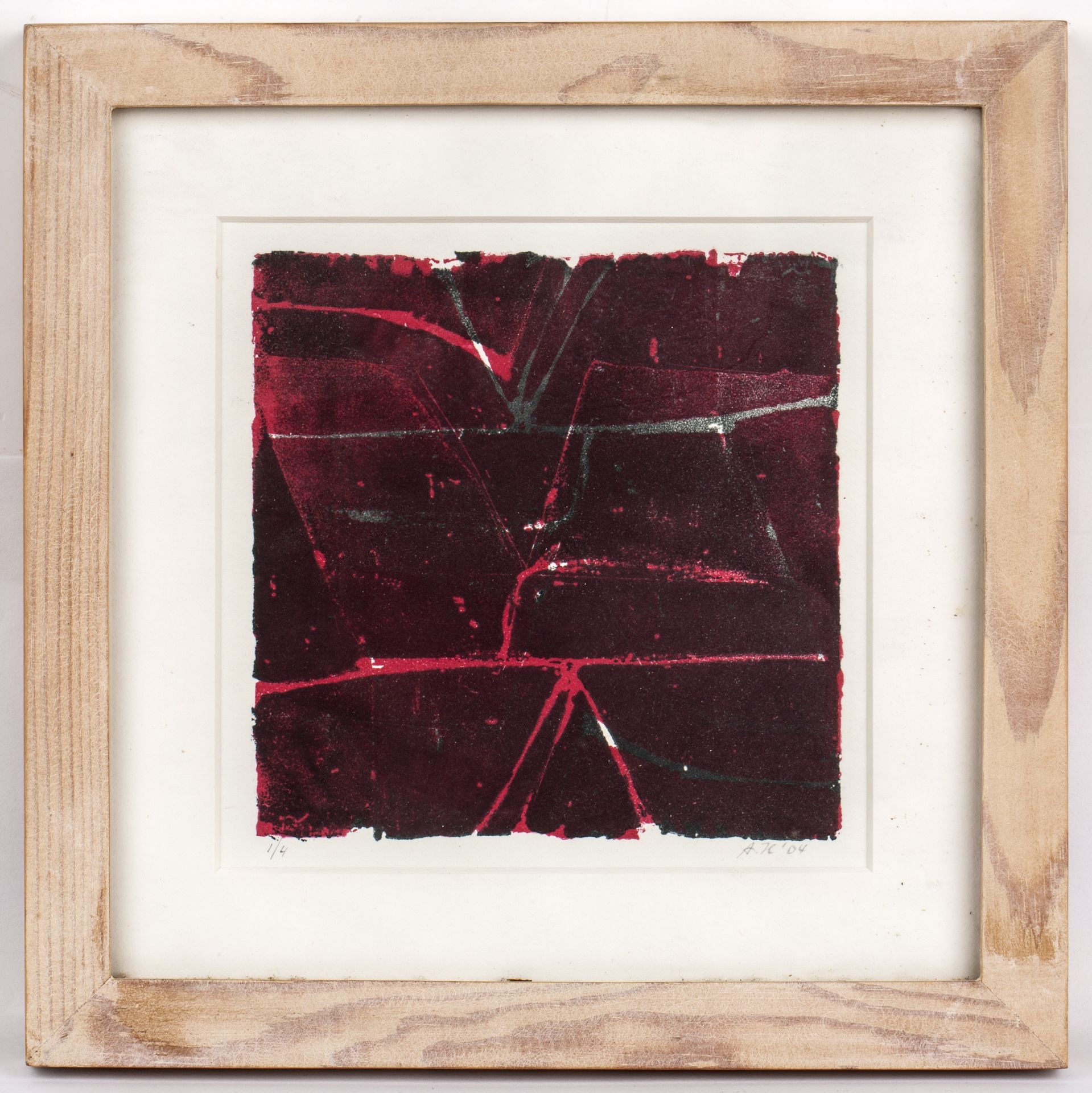 Annette H**** (Contemporary) 'Red abstract', monoprint, signed and dated 2004 in pencil lower right, - Image 5 of 6