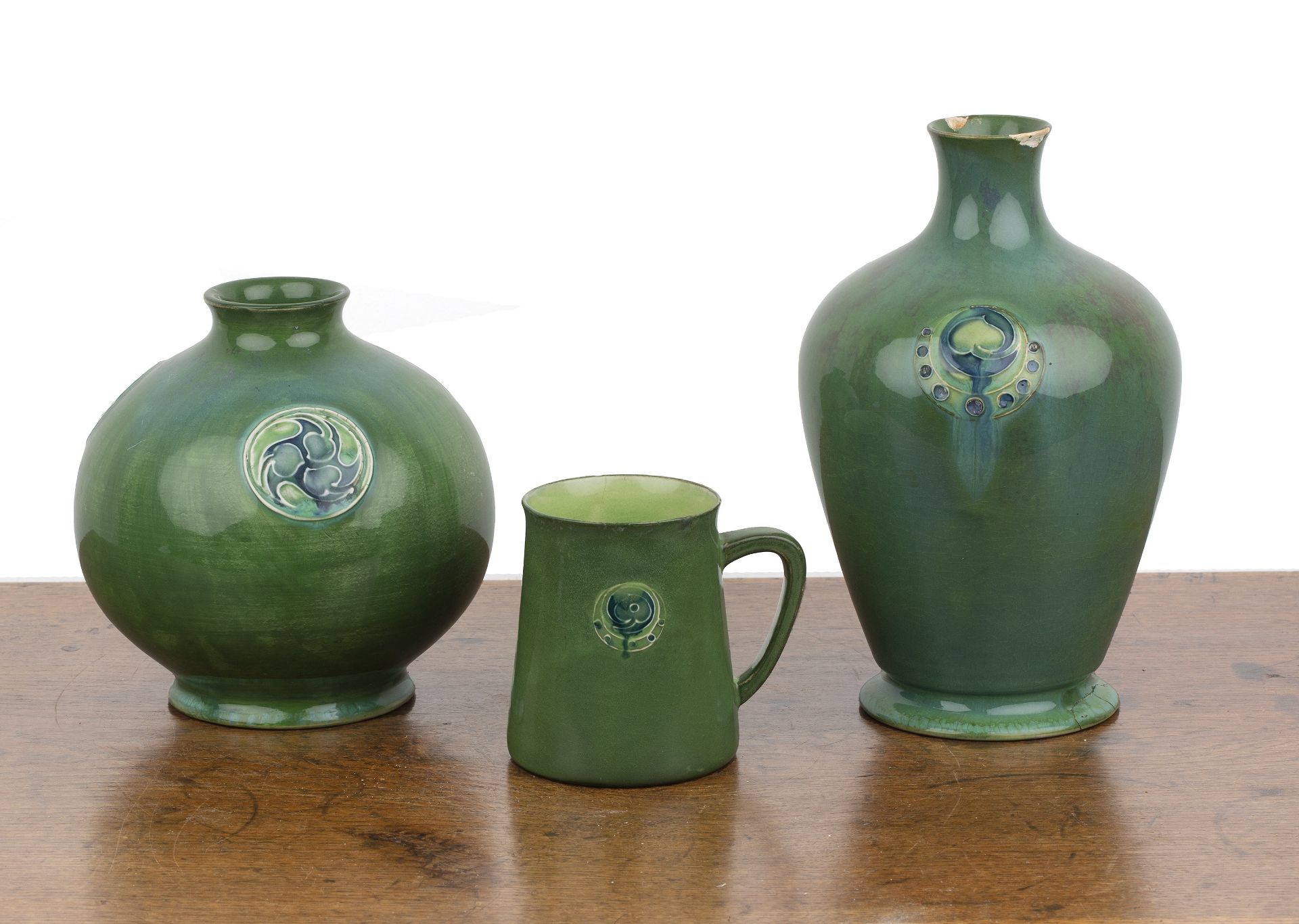 William Moorcroft (1872-1945) for Liberty and Co 'Flamminian ware' in green colourway, with