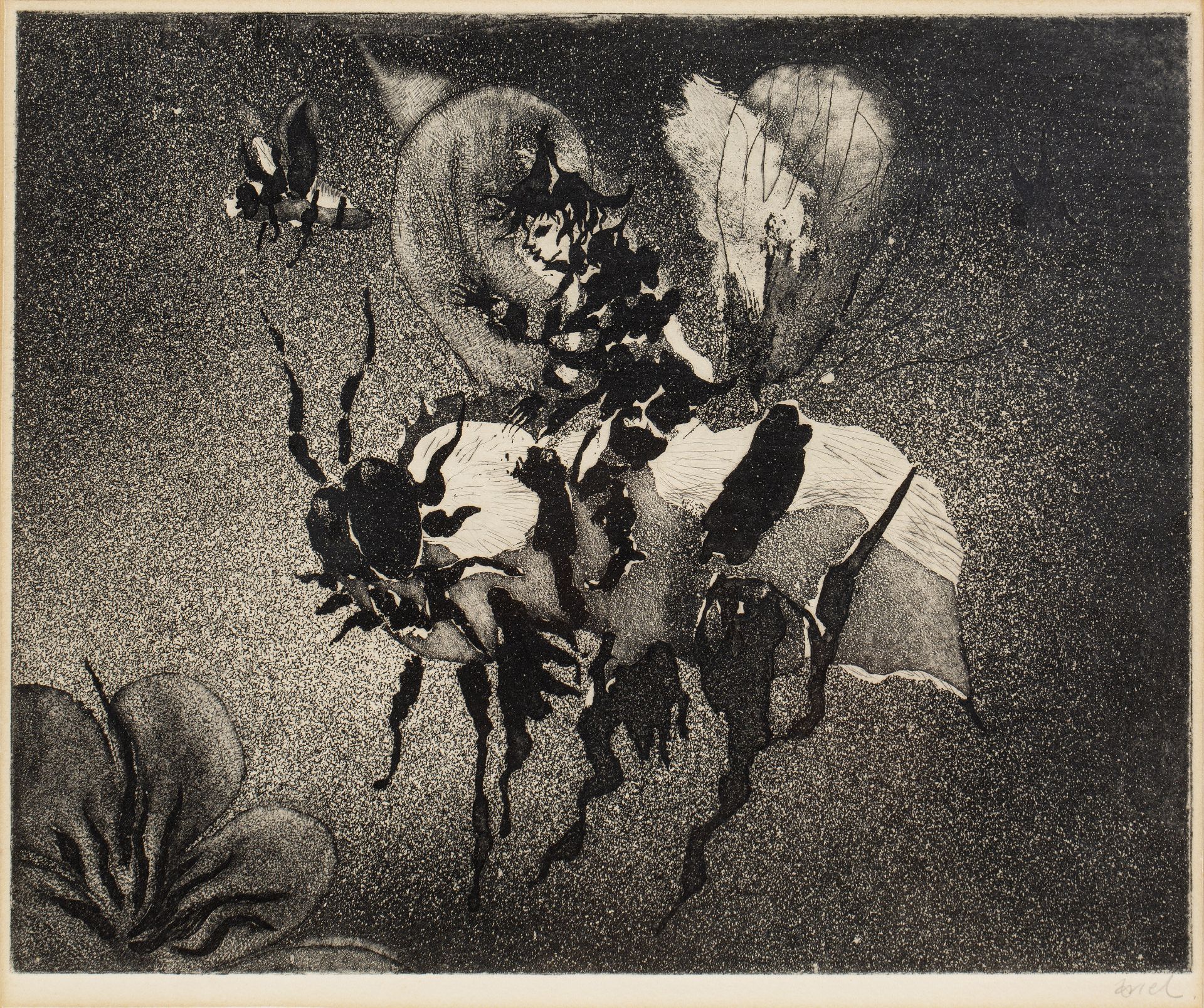 Triel (20th Century School) 'Bee and flower', etching, signed in pencil lower right, 24cm x 28cm