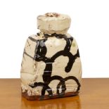 Dylan Bowen (b.1967) slipware bottle vase of square form, signed to the base, 28cm high approx