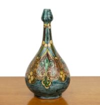 ELL for Della Robbia Pottery ceramic vase, with garlic neck, decorated with Art Nouveau stylised