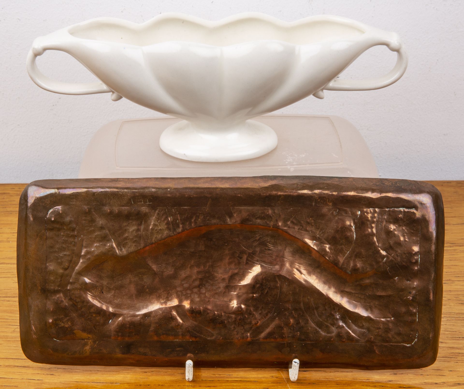 William John Marriner (1881-1967) for Fulham Pottery twin handled vase with white glaze, bearing - Image 3 of 3
