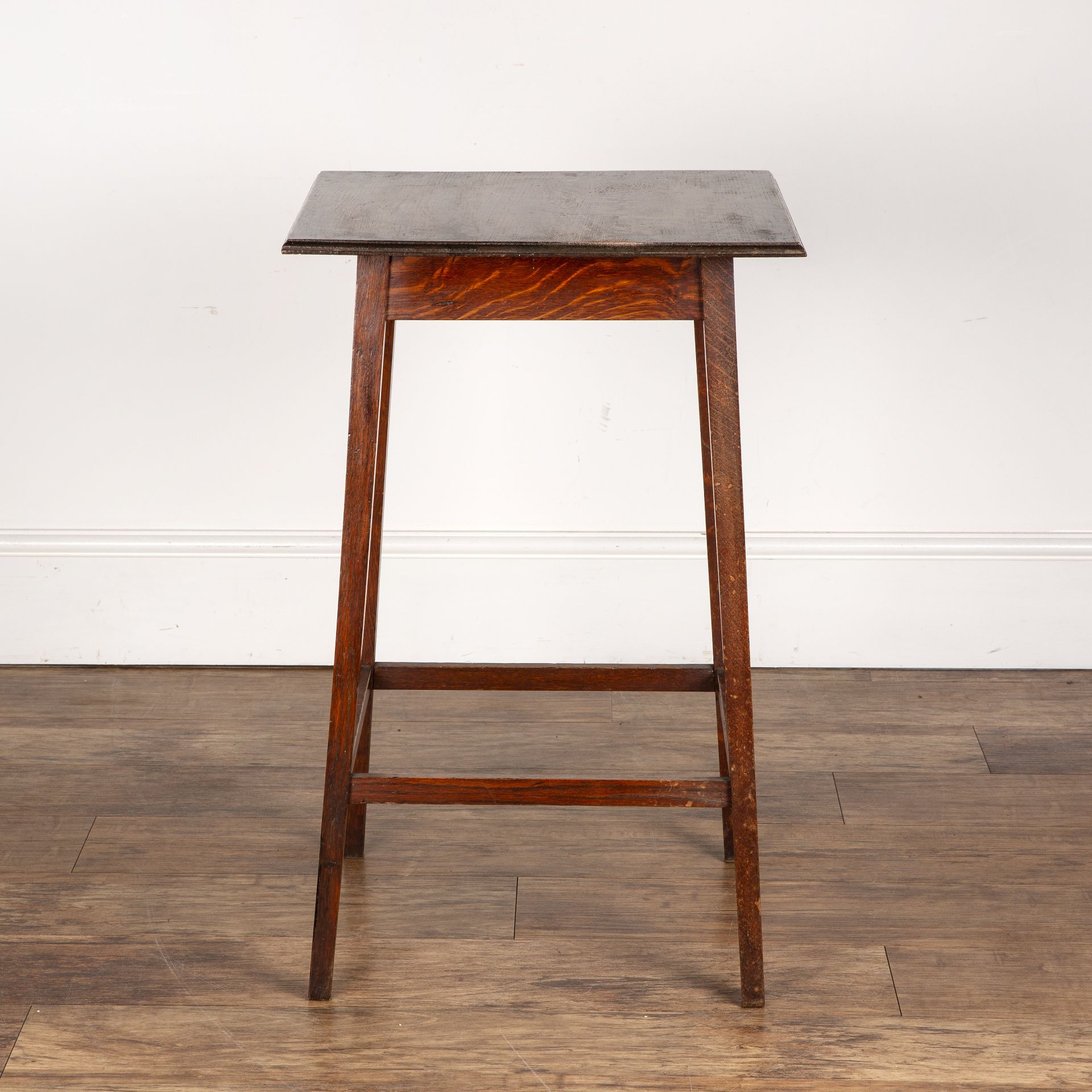 In the manner of Heals oak, square topped side table, 45.5cm wide x 71cm high Overall wear, marks - Bild 2 aus 4