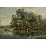 Thomas Churchyard (1798-1865) 'River in Woodbridge', oil on panel, signed and dated 1843 to the