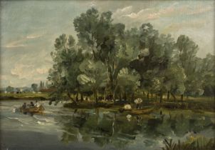 Thomas Churchyard (1798-1865) 'River in Woodbridge', oil on panel, signed and dated 1843 to the