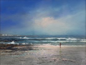 Philip Gray (b.1959) 'Beach scene', pastel, signed in pencil lower right, 15cm x 20cm Overall with