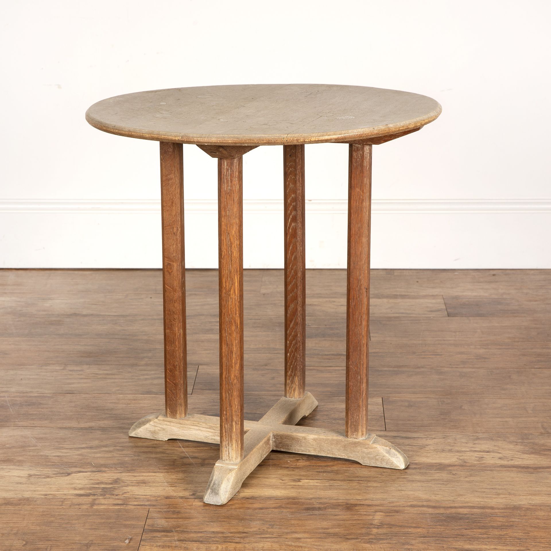 Heals limed oak, occasional or side table, with circular top, unmarked, 57cm wide x 58cm high - Image 4 of 5