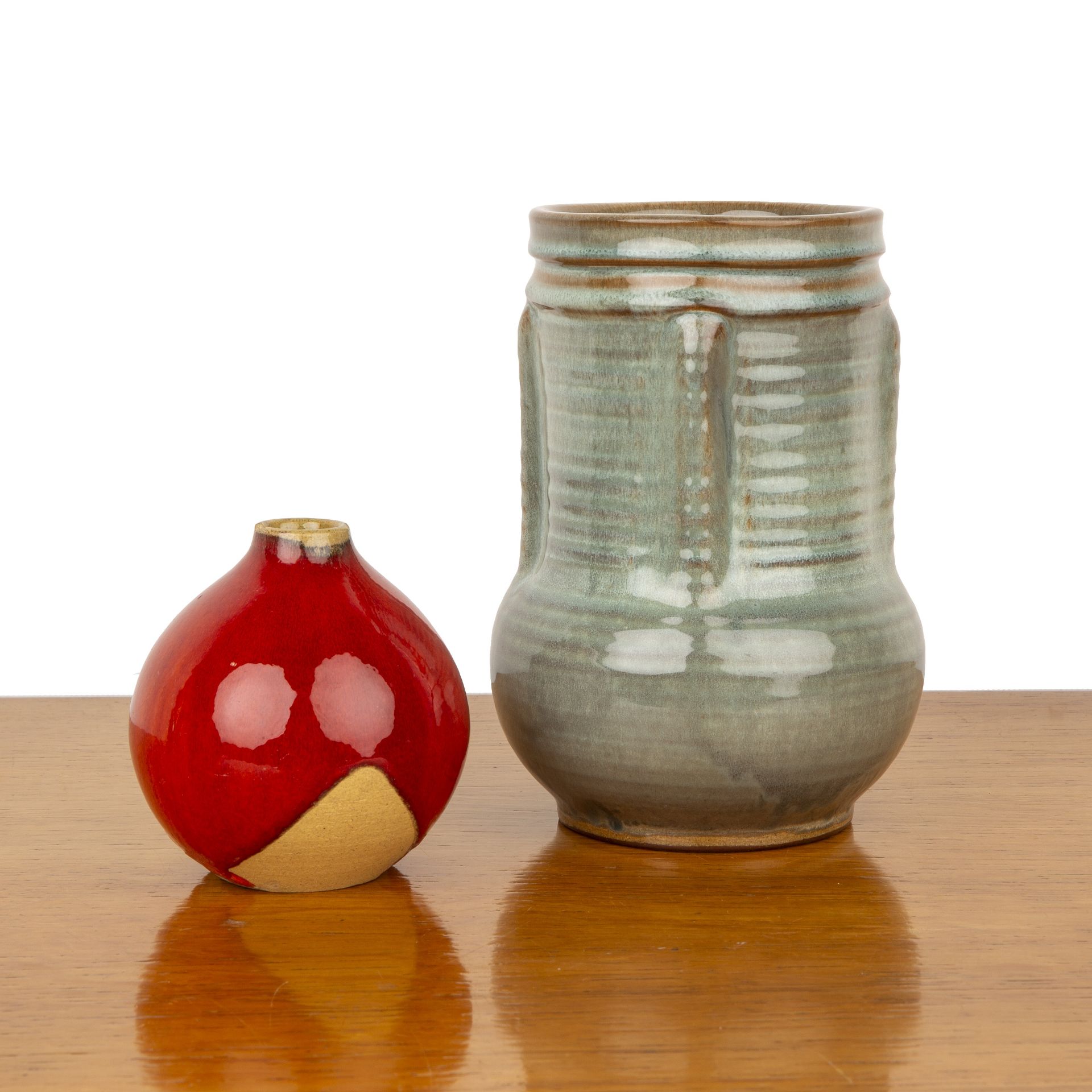 Guy Sydenham (1916-2005) for Poole Pottery small bud vase with bright red glaze, impressed marks