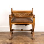 In the manner of Augustus Welby Pugin (1812-1852) Glastonbury style chair, with gothic style