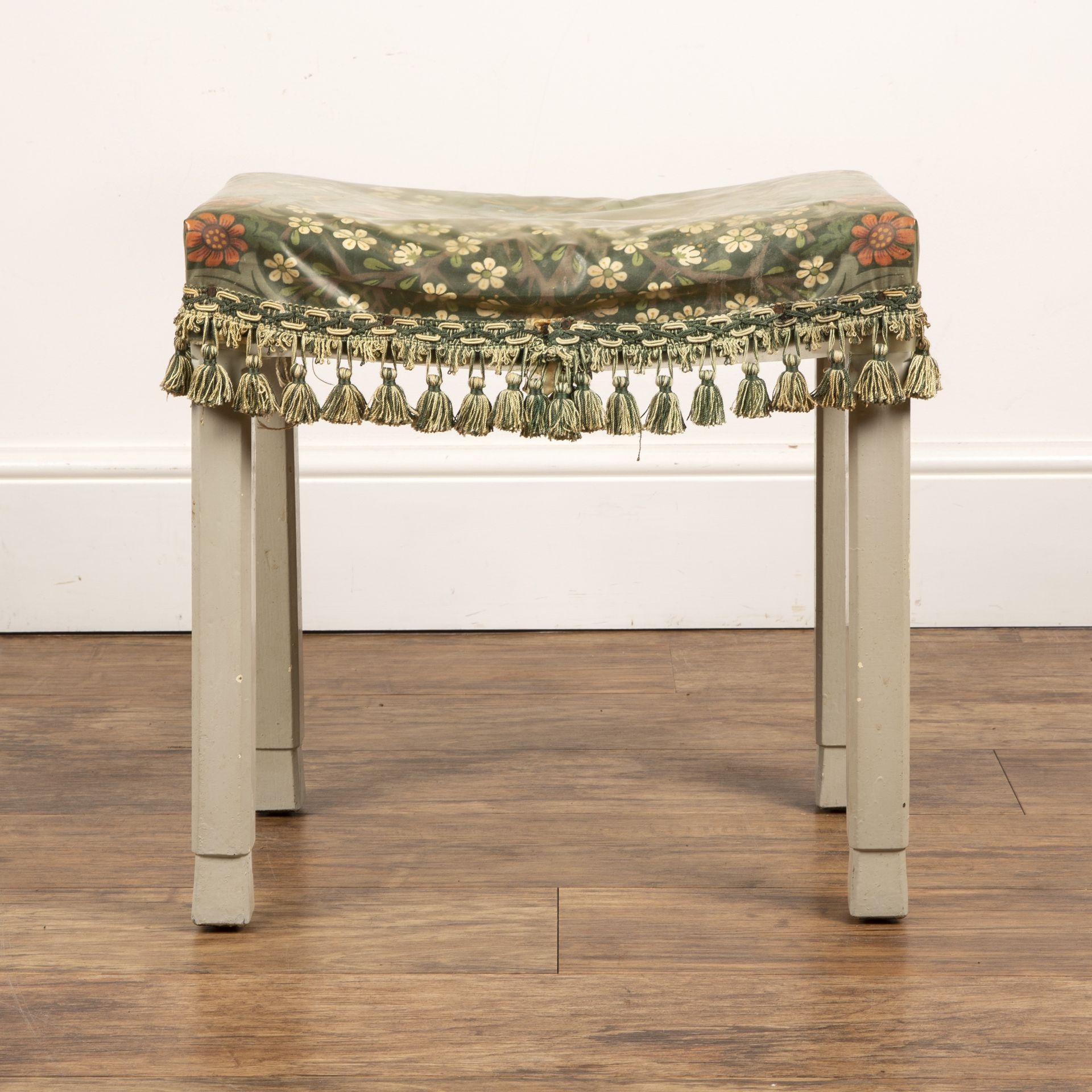 George VI Coronation stool 1937, obscured stamp underneath, has been painted and recovered with - Image 3 of 6