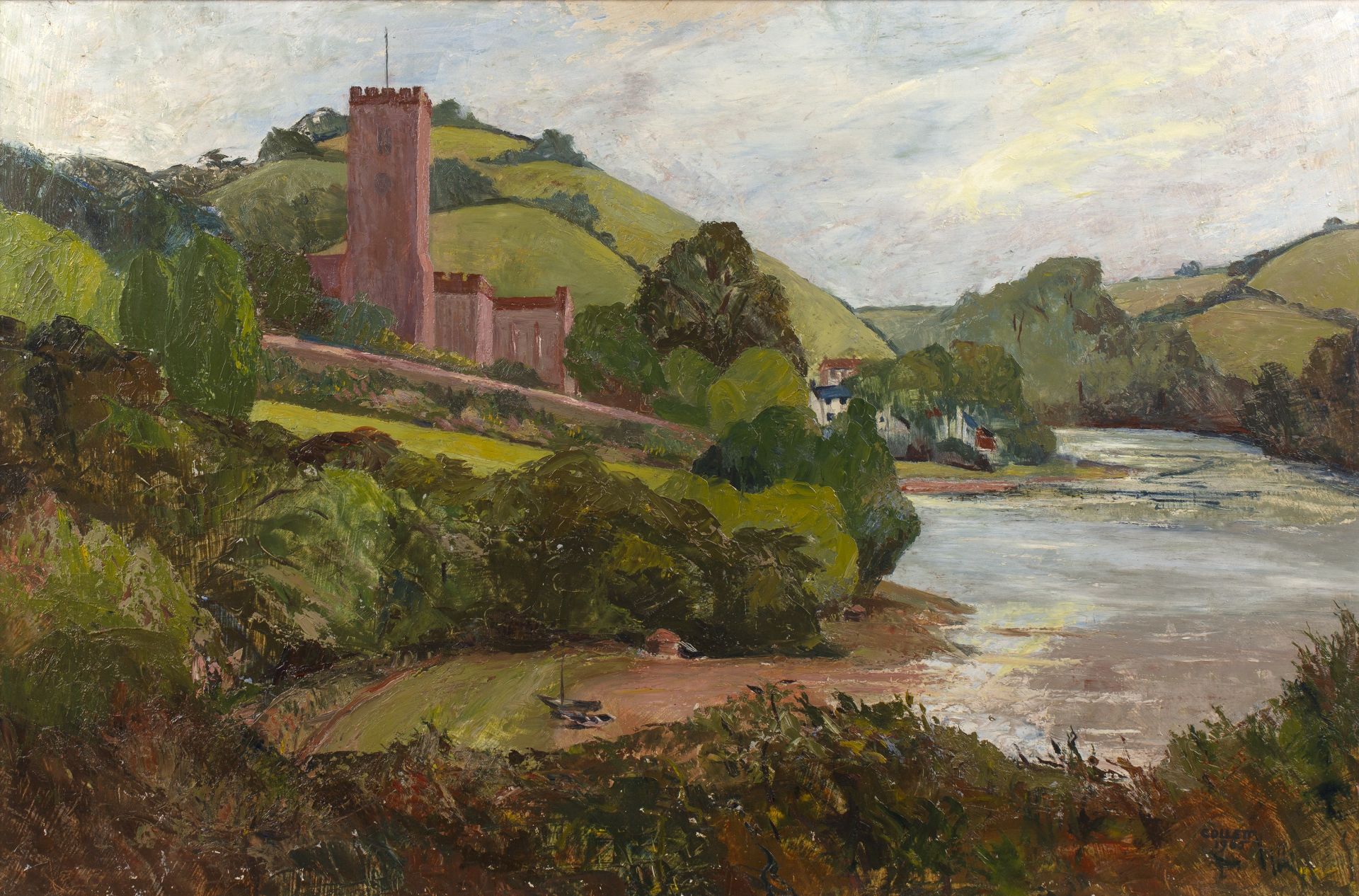 Olive Collett (20th Century School) 'View in Devon', oil on panel, signed and dated 1965 lower