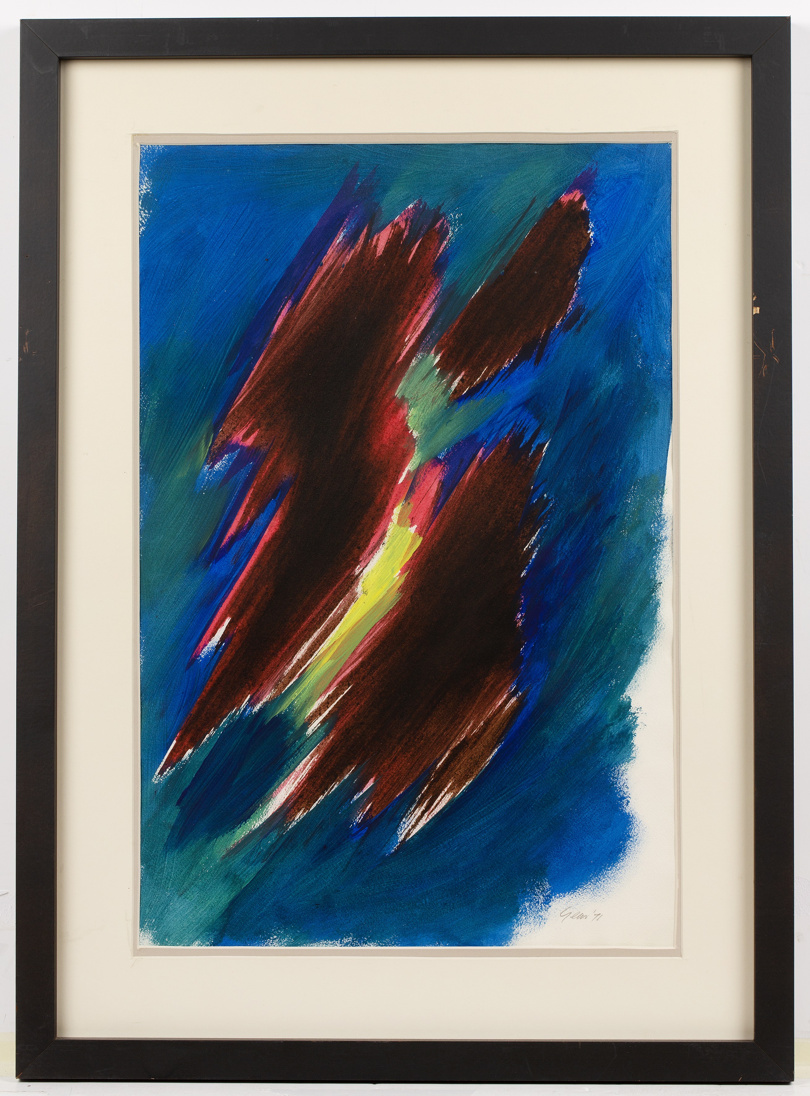 William Gear (1955-1997) 'Dark Study', ink and gouache, signed and 1971 lower right, 56cm x 37cm - Image 2 of 3