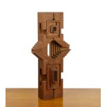 Brian Willsher (1930-2010) 'Untitled', carved wooden sculpture, faintly signed to the base, 53.3cm