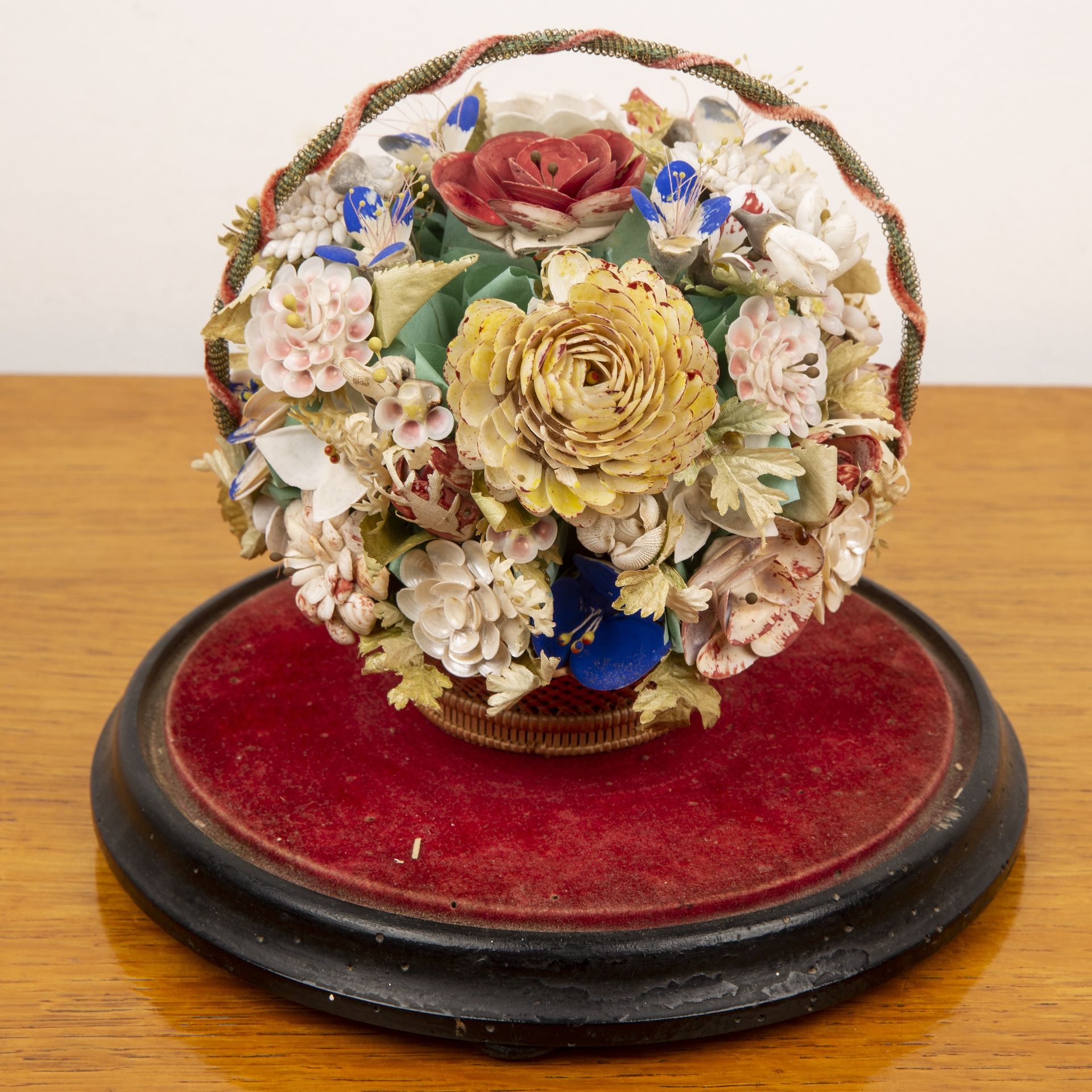 Sailors sweetheart or valentine Victorian or later, depicting a basket of flowers, woven basket with - Image 3 of 3