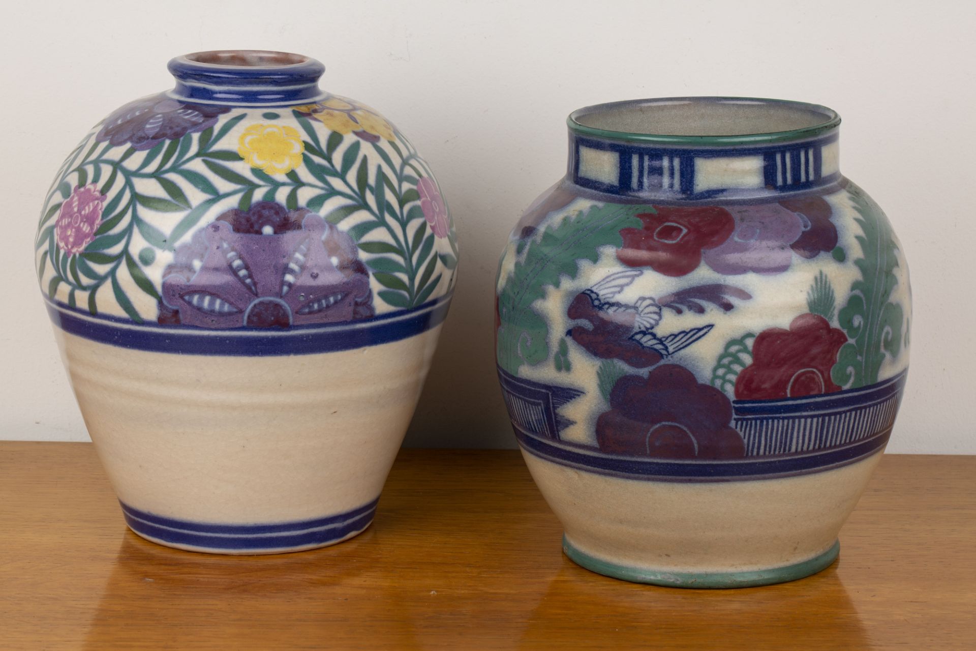 Truda Adams for Poole Pottery two large vases, the first decorated with a stylised bird and flowers, - Image 2 of 4