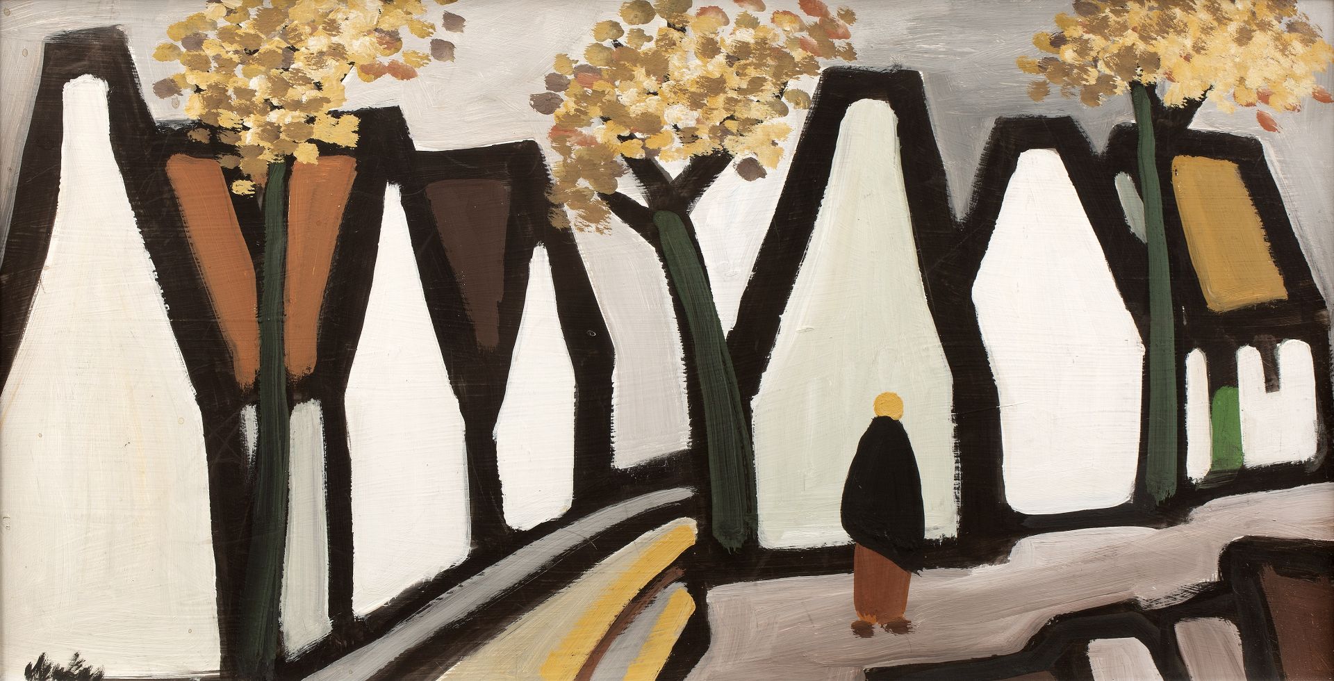 David 'Markey' Marcus Robinson (1918-1999) 'Autumn leaves', oil, signed lower left, 30cm x 58cm