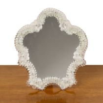 Venetian or Murano glass mirror decorated with flowers, on an easel back, 30cm high when on stand,