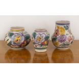 Truda Carter for Poole Pottery Three ceramic vases decorated with stylised flowers by Hilda Hampton,