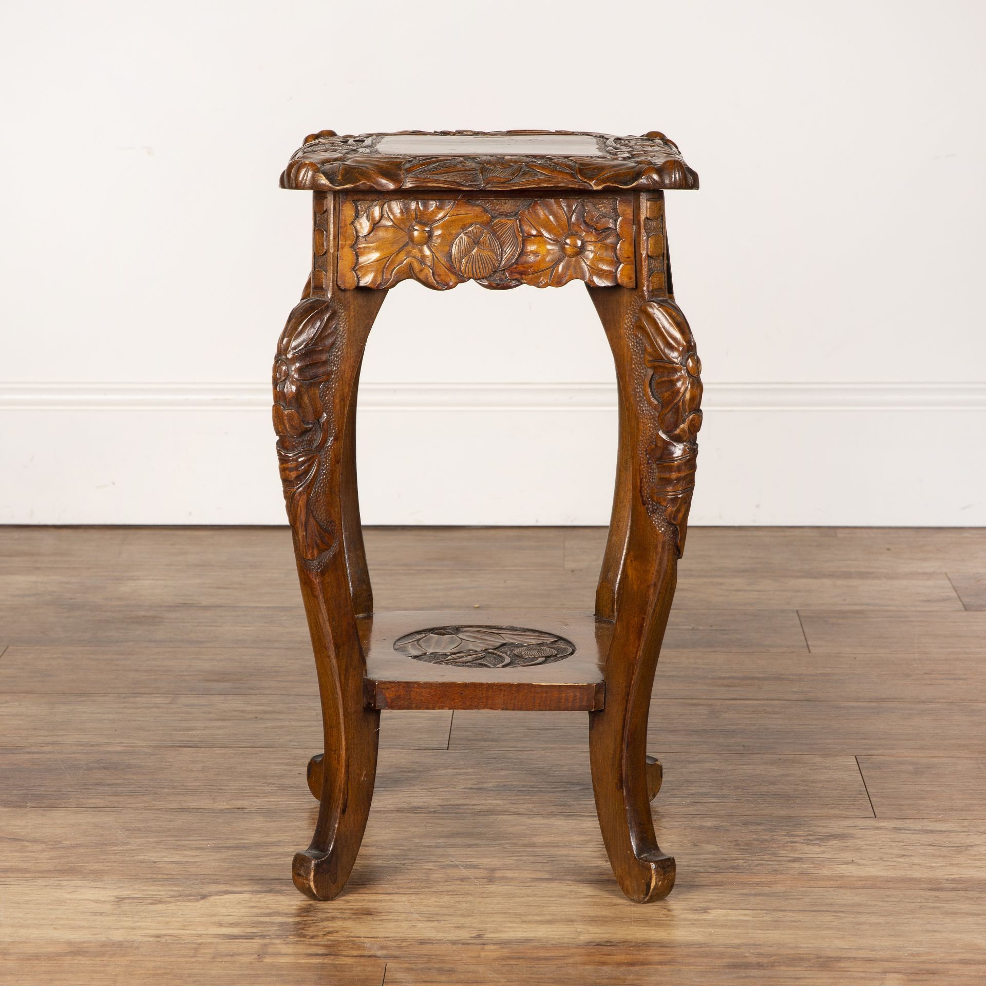 Liberty & Co 'Japanese' table, stained wood, numbered '560' to the underside, 56cm high overall x - Bild 3 aus 8