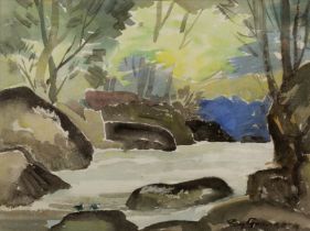 Reginald William 'Reg' Gammon (1894-1997) 'The dippers pool, Dartmoor', watercolour, dated 1967 to
