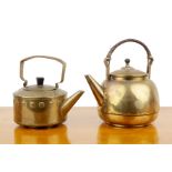 In the manner of WMF (Württembergische Machin Fabrik) two Secessionist style brass kettles or