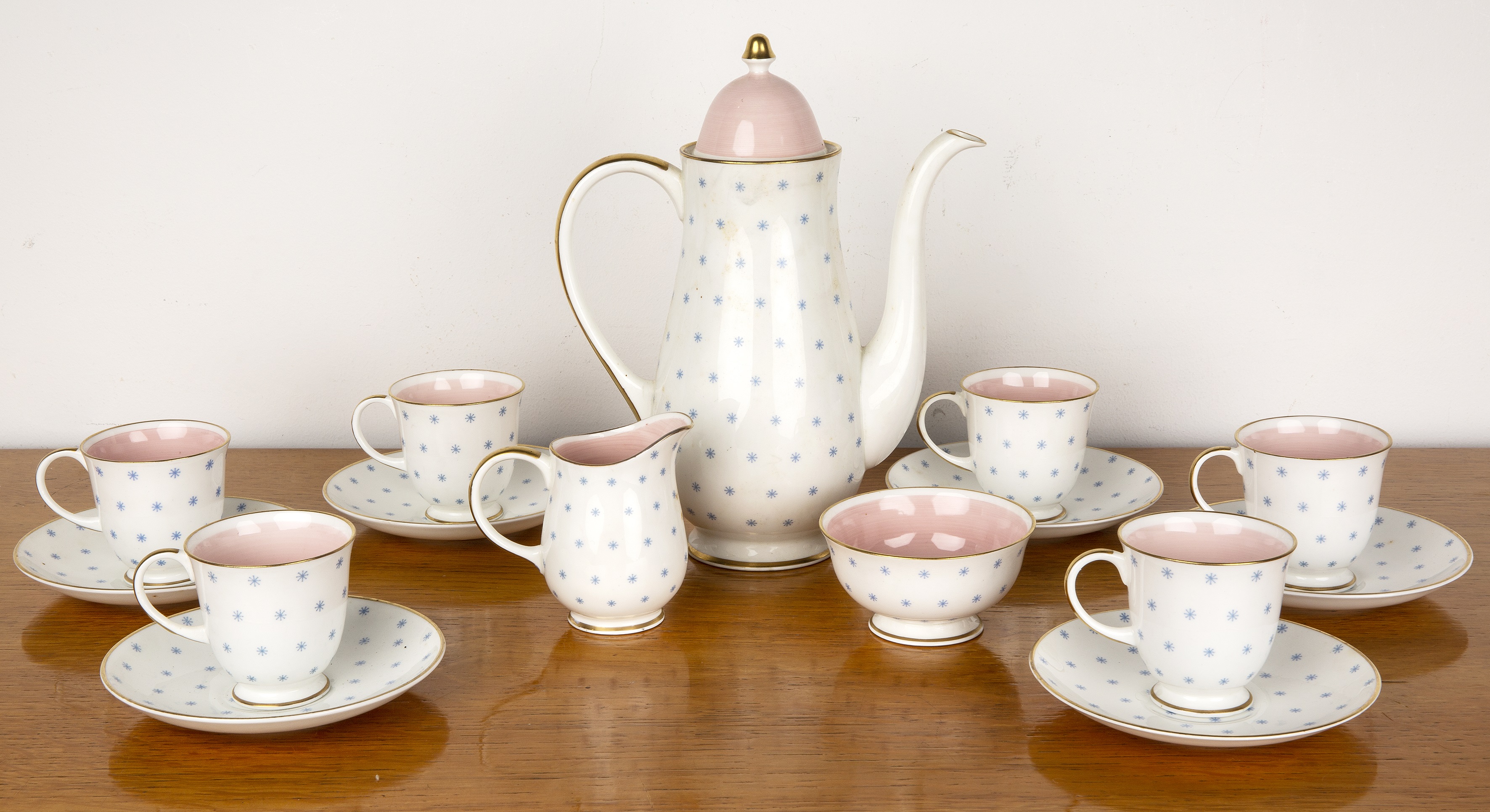 Susie Cooper (1902-1995) bone china tea set, decorated with blue stars on a white ground, with - Image 2 of 4