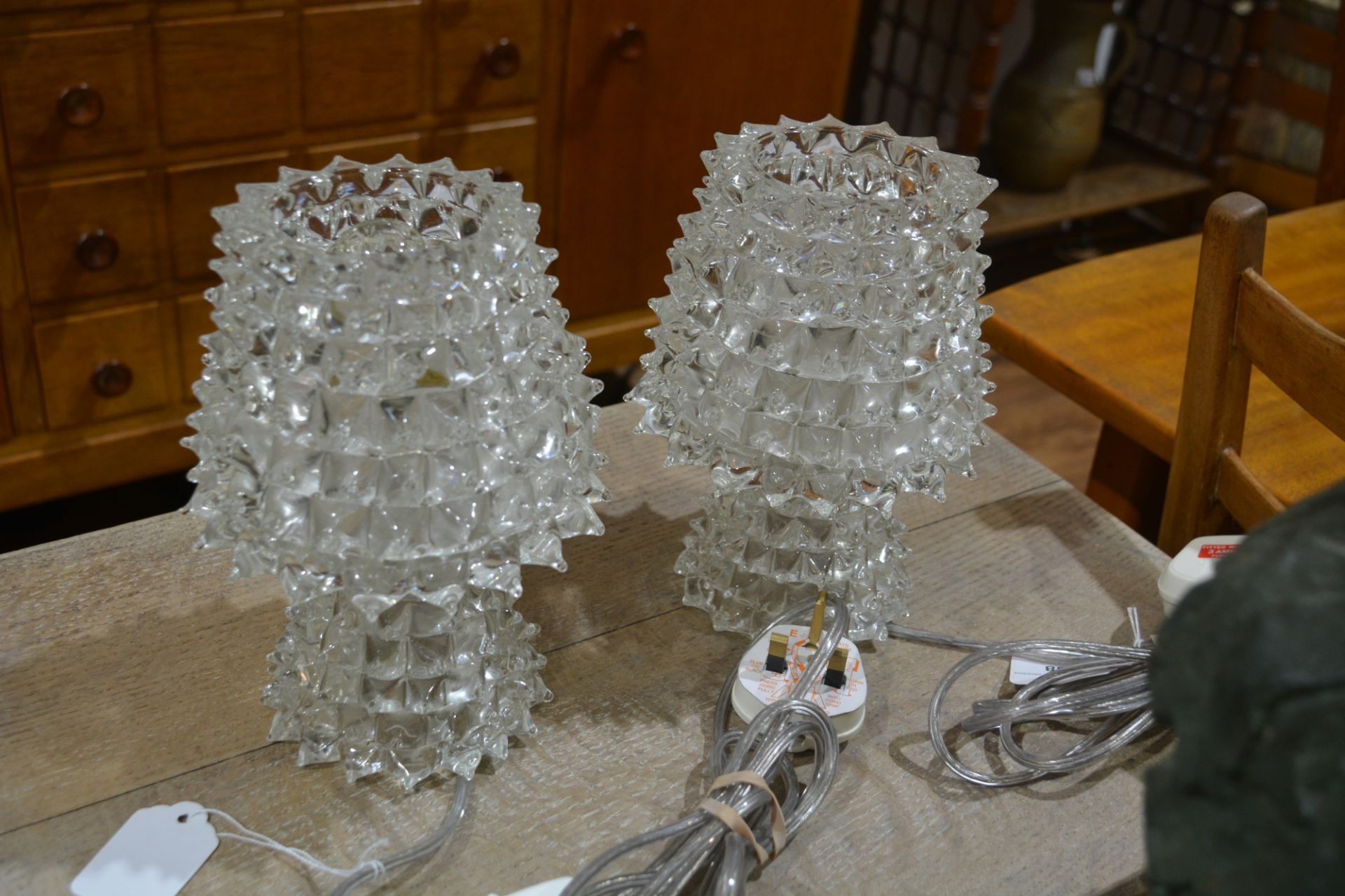 Barovier & Toso for Murano pair of 'Rostrato' style glass table lamps, 19cm high overall (2) One top - Image 5 of 9