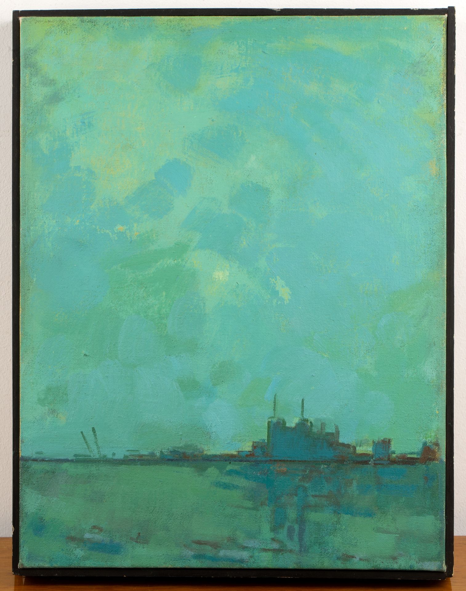 Melanie Essex (American, b.1959) 'Battersea Blue Green', oil on canvas, signed, titled and dated '03 - Image 2 of 3