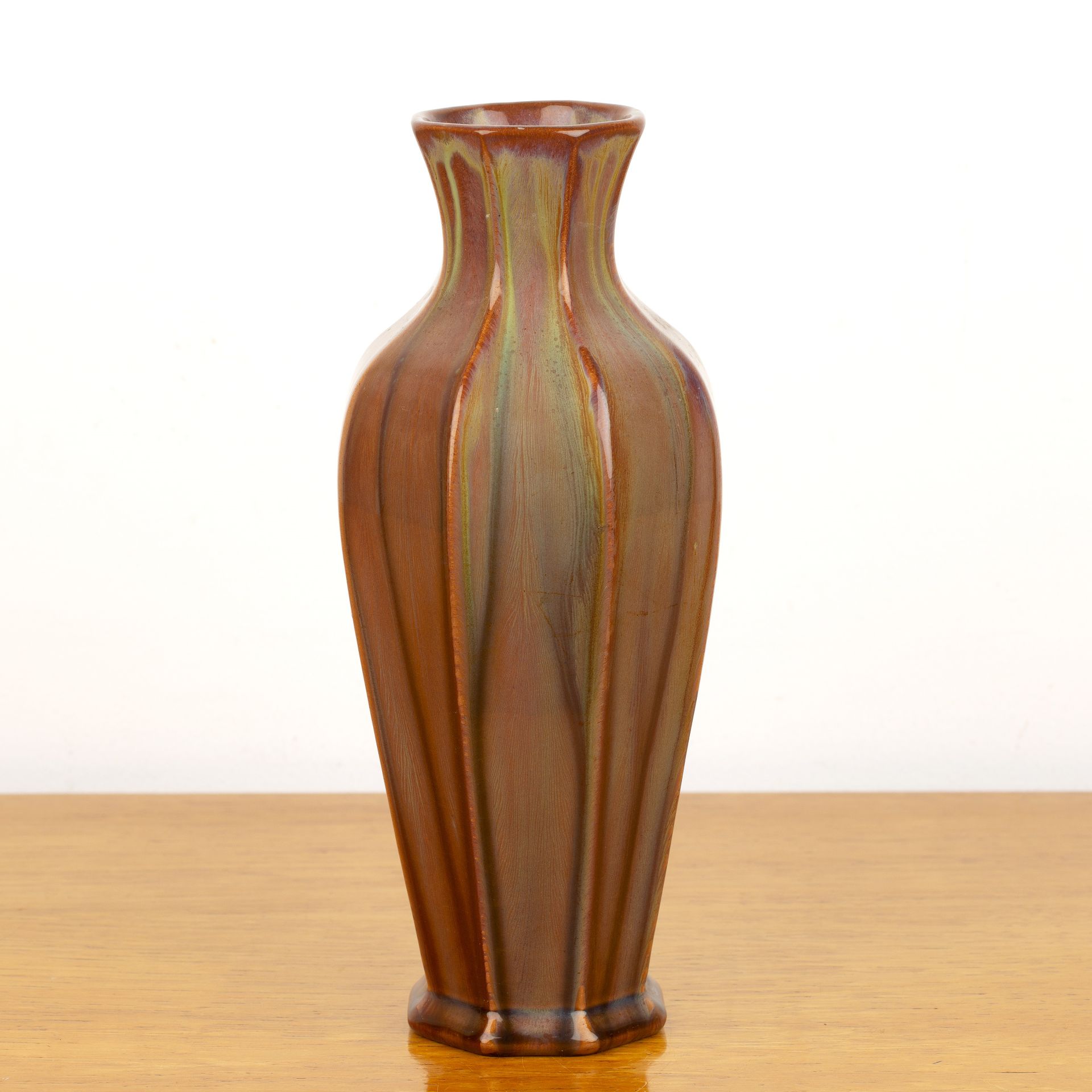 Pilkington's Royal Lancastrian Pottery baluster vase, with running lustre glaze, blue glaze to the