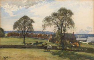 Tom Scott (1859-1957) 'Morning ride on the farm', watercolour, signed and dated 1919 lower left,