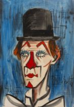 After Bernard Buffet (1928-1999) 'Pierrot style clown', watercolour, signed lower right, unframed,