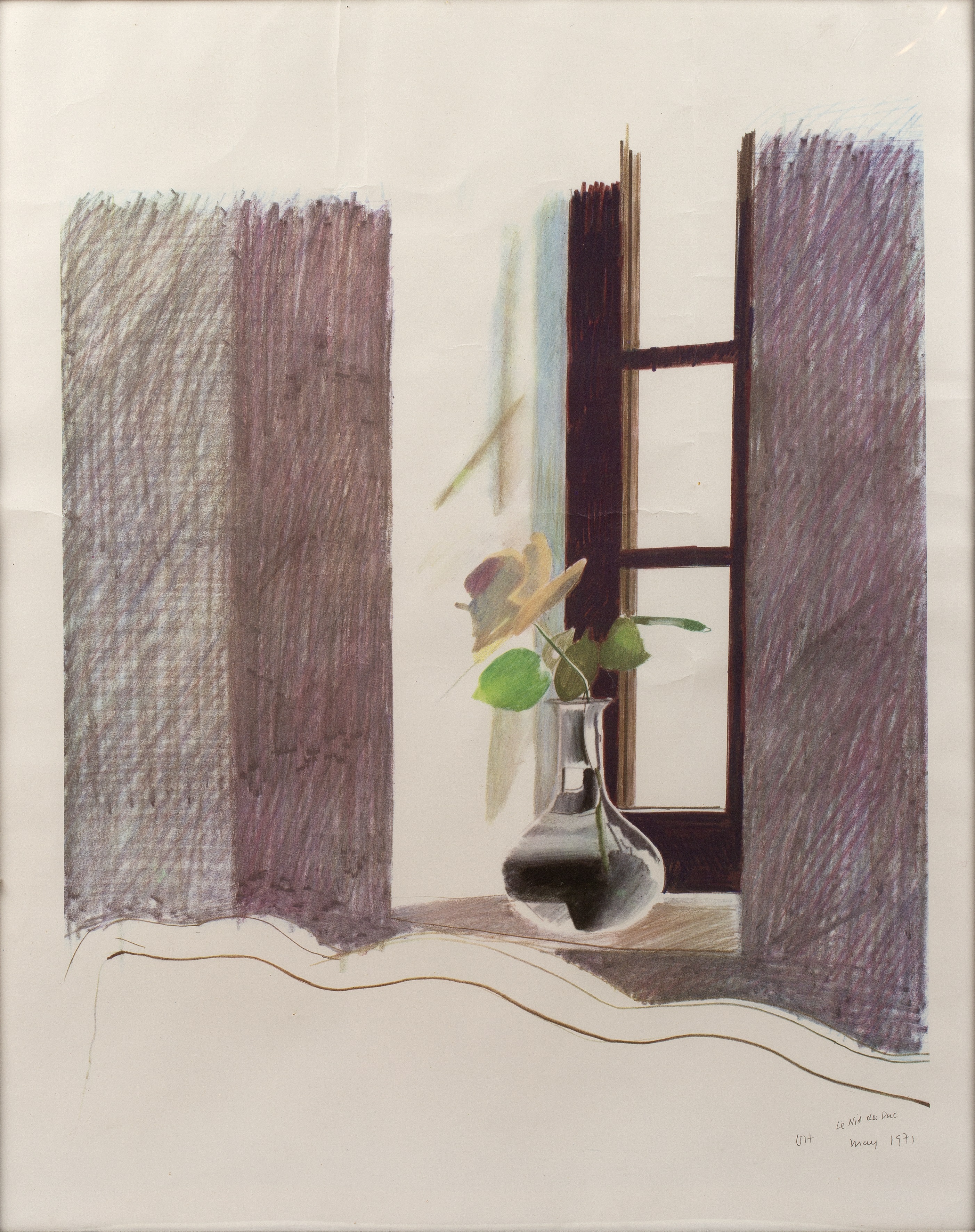 David Hockney (b.1937) 'Rose in a window', lithograph, 50cm x 39.5cm Overall scuffs, marks and