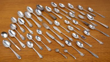 Collection of silver flatware primarily spoons, to include Georgian silver teaspoons, three Georgian