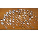 Collection of silver flatware primarily spoons, to include Georgian silver teaspoons, three Georgian