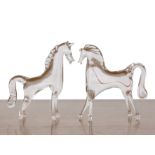 In the manner of Vicente Boffo (20th Century) two glass horses, unsigned, horse with orange