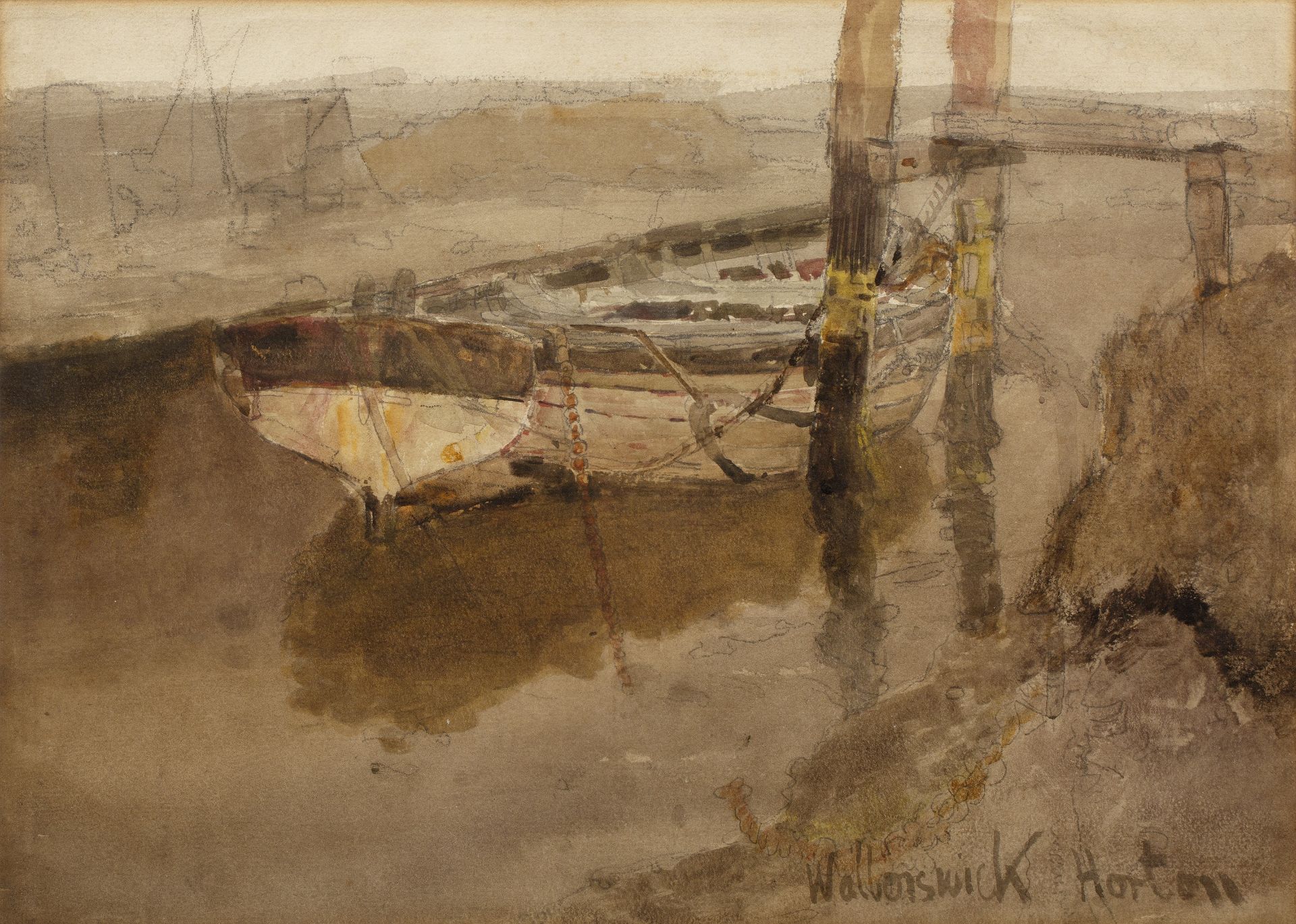 George Edward Horton (1859-1950) 'Walberswick', watercolour, signed lower right, 26cm x 36cm Overall