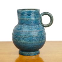 Aldo Londi (1911-2003) for Bitossi Rimini pottery jug in blue glaze, indistinct marks to the base,