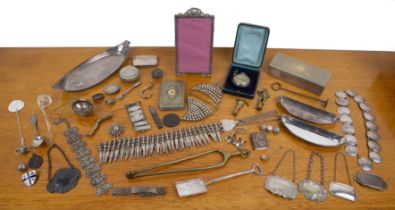 Collection of silver and miscellaneous items including: silver pocket watch, EPNS photo frame, paste