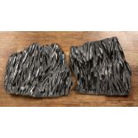 Pair of Orthoceras Creswell fossil wall-mounted specimens the first approximately 58cm x 54cm, the