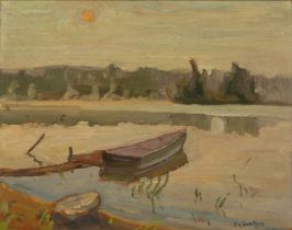 Ralph Wallace Burton (1905-1983) 'Sunrise, River Madawaska', oil on panel, signed lower right, 25.